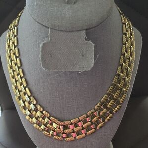 Vintage Gold Plated Wide Mesh Panther Necklace